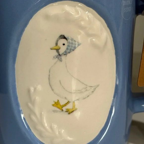 Rae Dunn Blue and White MOTHER GOOSE Mug with Spoon - Picture 2 of 8